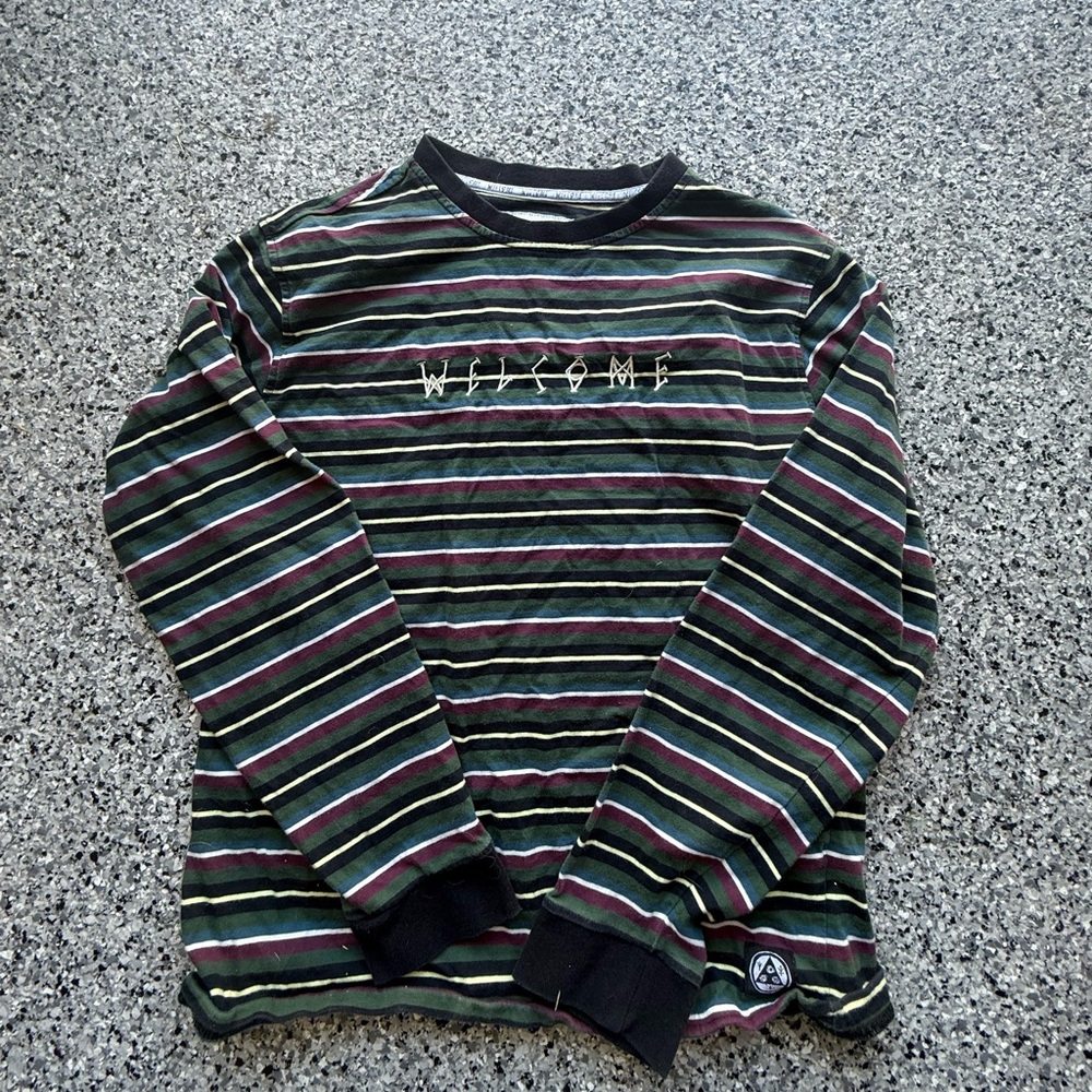 Welcome Skateboards Surf Stripe Dark Green & Black Long Sleeve T-Shirt